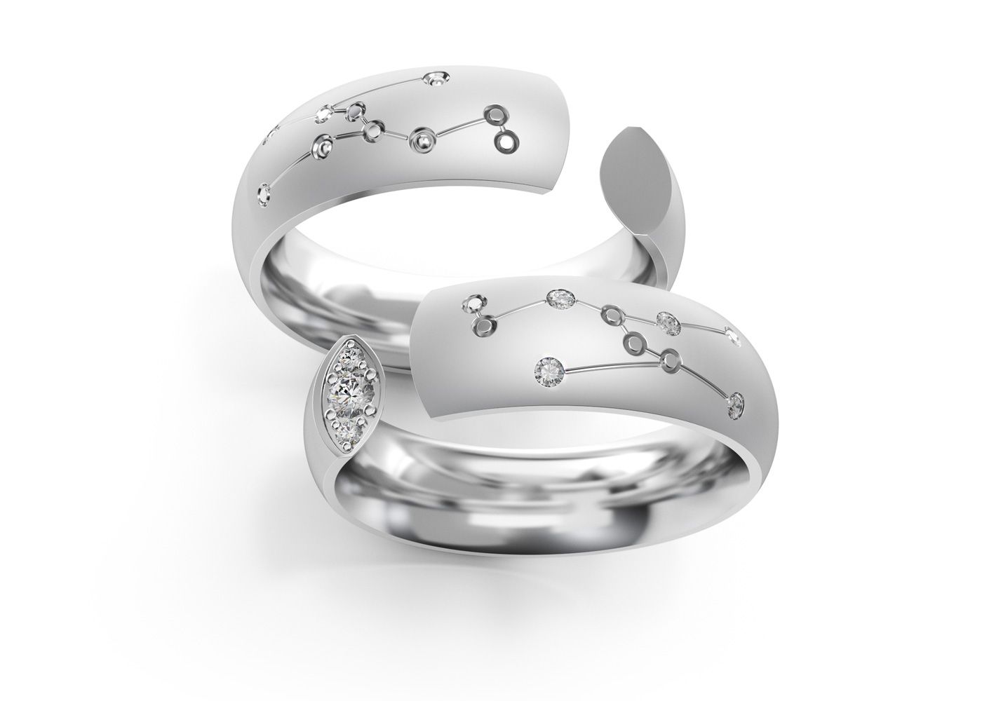 Two Taurus rings from the Zodiac Collection side by side on white background